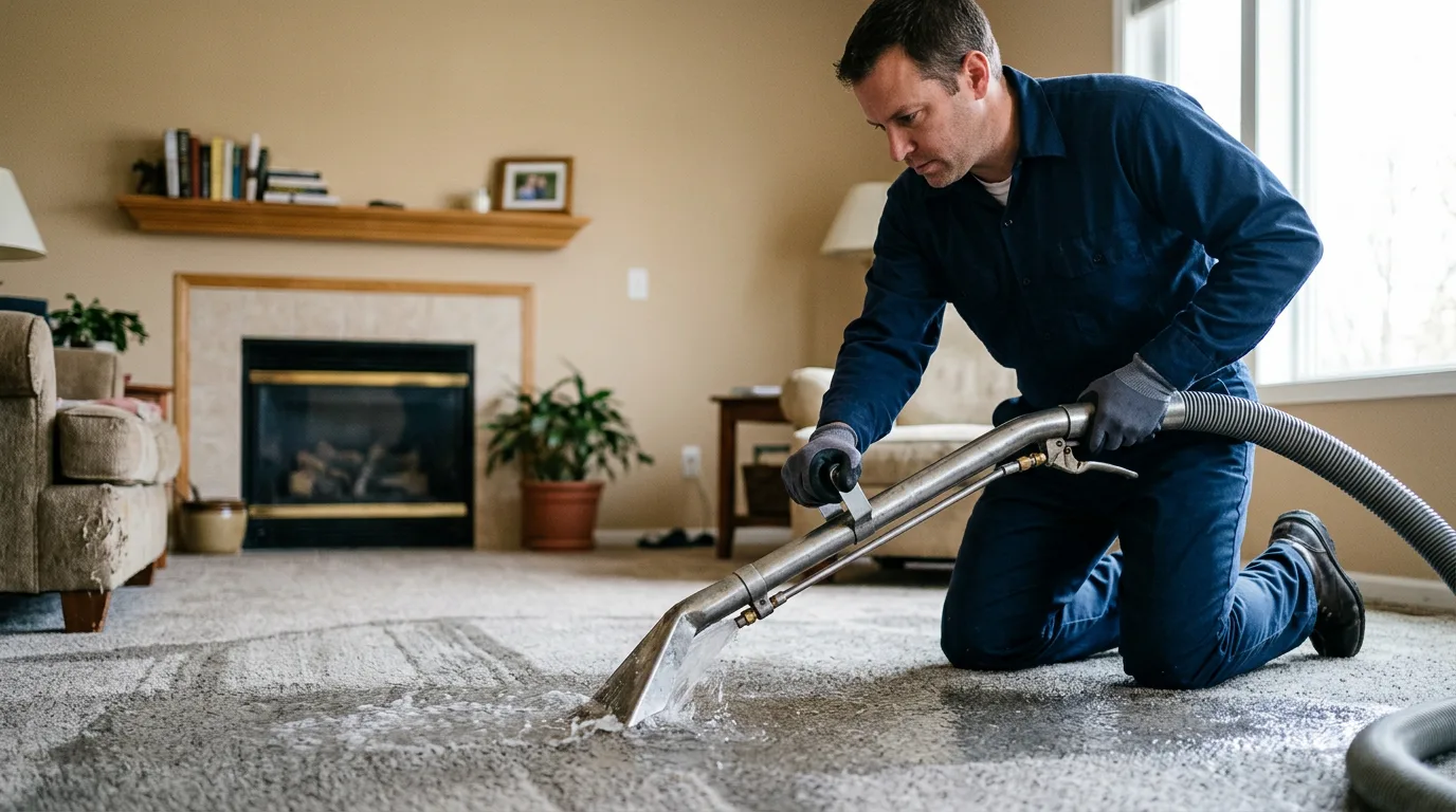 Water damage restoration technician working near Houma, LA